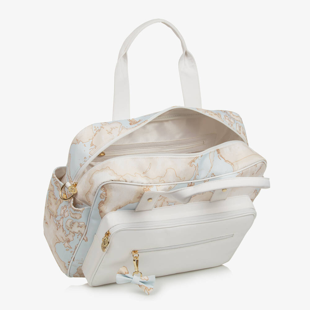 Alviero Martini-Boys Blue Map Print Diaper Tote | Childrensalon Outlet