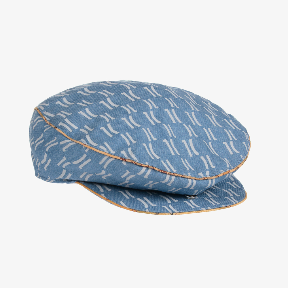 Alviero Martini-Boys Blue Monogram Flat Cap | Childrensalon Outlet