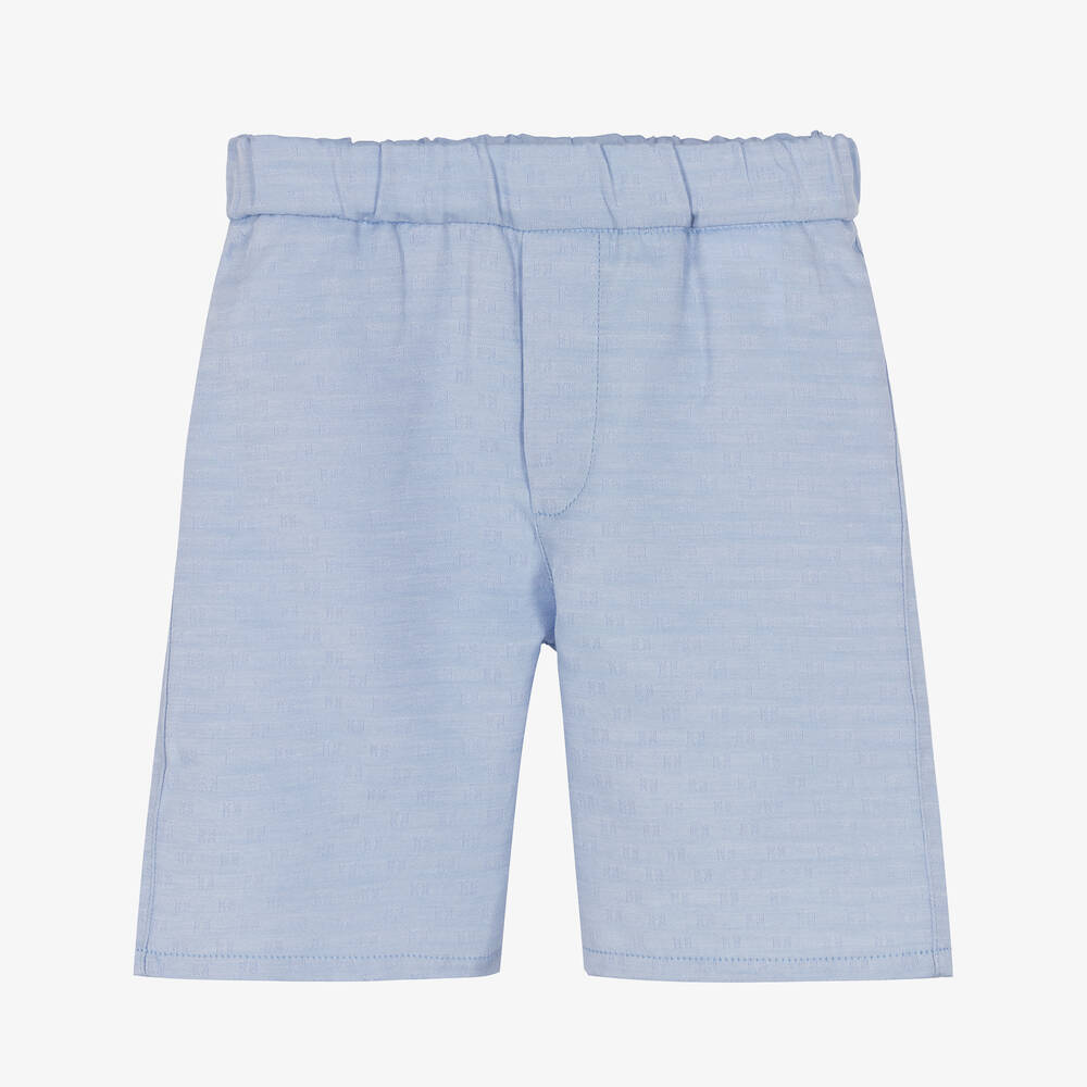 Alviero Martini - Boys Blue Monogram Jacquard Shorts | Childrensalon