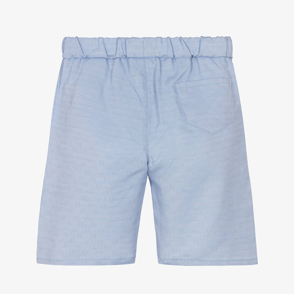 Alviero Martini-Голубые жаккардовые шорты с монограммой | Childrensalon Outlet