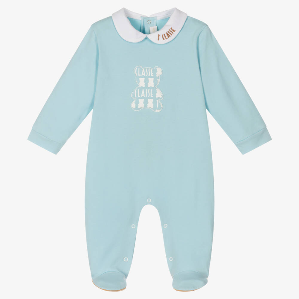 Alviero Martini-Boys Blue Teddy Cotton Babygrow | Childrensalon Outlet