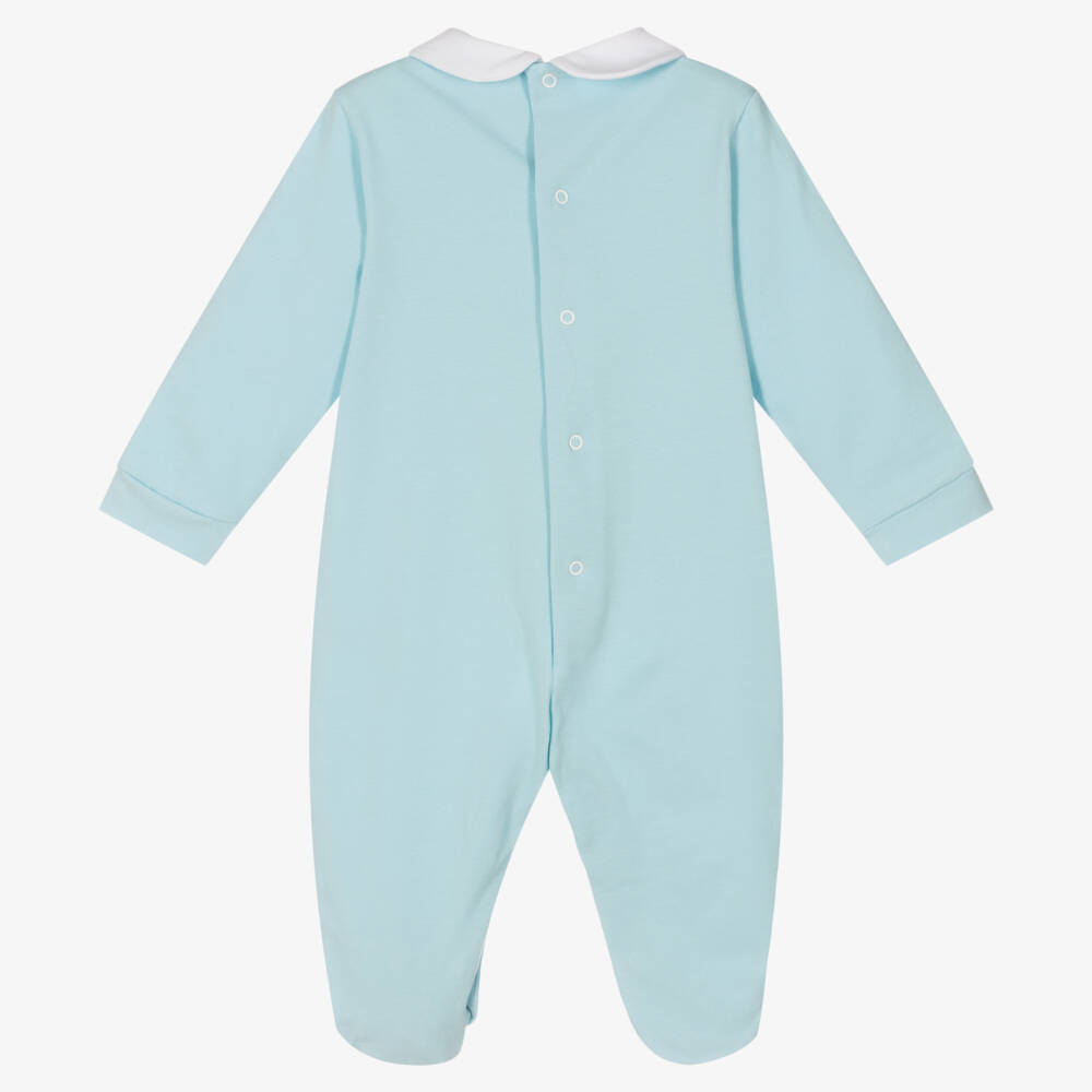 Alviero Martini-Boys Blue Teddy Cotton Babygrow | Childrensalon Outlet