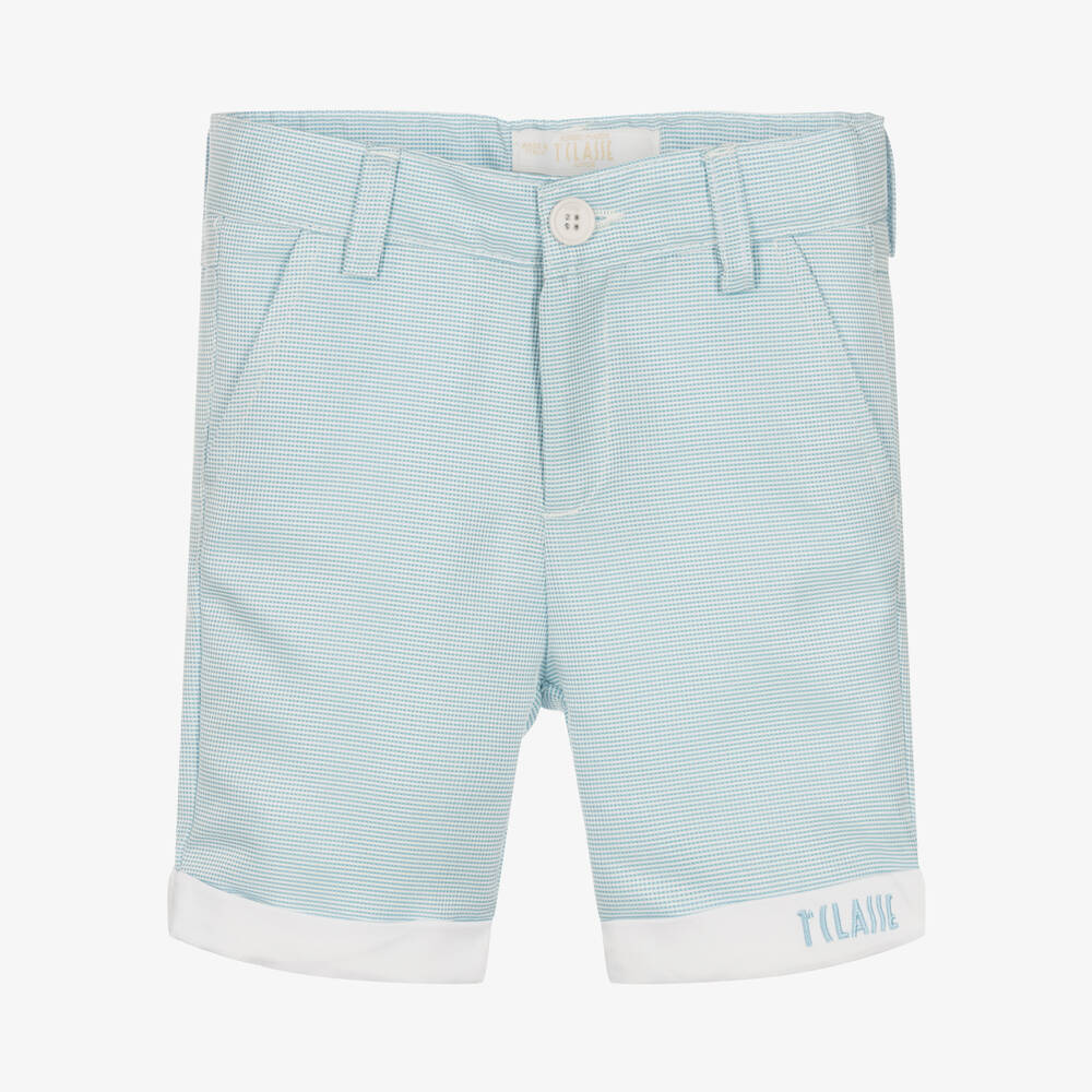 Alviero Martini - Boys Blue & White Gingham Shorts  | Childrensalon