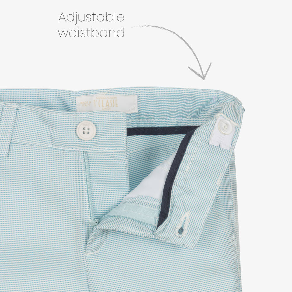 Alviero Martini-Boys Blue & White Gingham Shorts  | Childrensalon Outlet