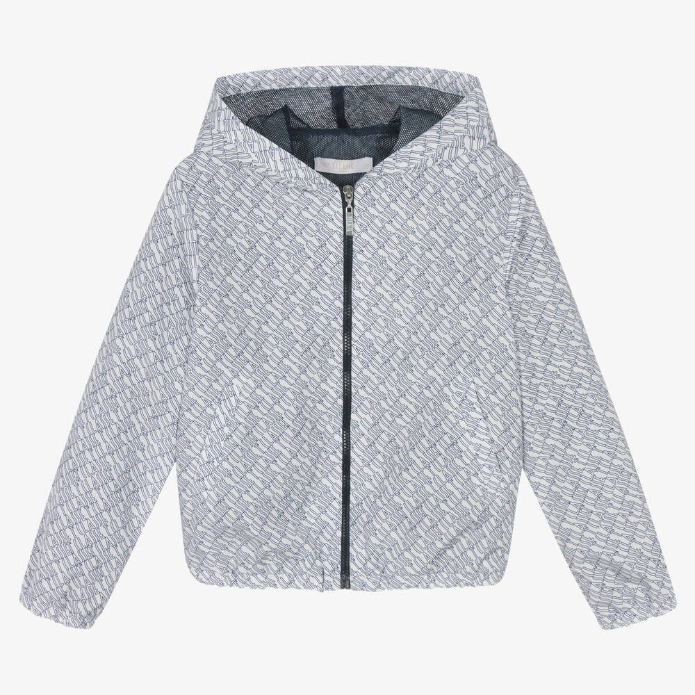 Alviero Martini Boys Blue White Logo Windbreaker Childrensalon Outlet