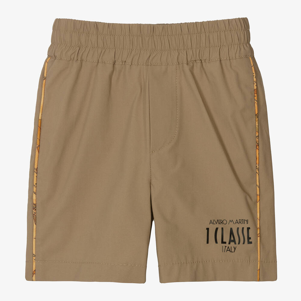 Alviero Martini-Boys Brown Cotton 1a Classe Shorts | Childrensalon Outlet
