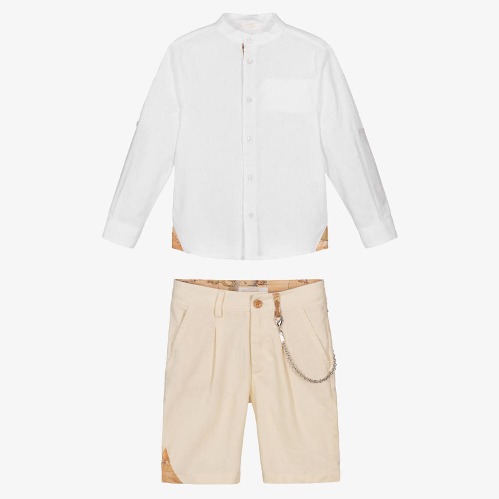 Alviero Martini-Boys Classic Beige Linen Ensemble | Childrensalon Outlet