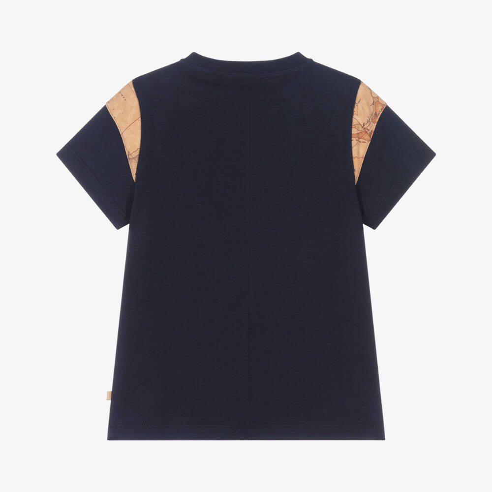 Alviero Martini-Классическая синяя футболка с геометрическим узором для мальчиков | Childrensalon Outlet