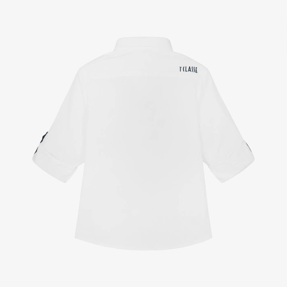 Alviero Martini-قميص أبيض نقي للأولاد بتفاصيل كحلية | Childrensalon Outlet