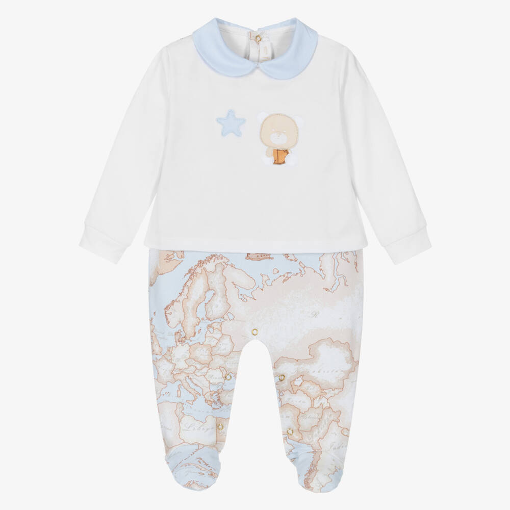 Alviero Martini-Boys Geo Bear Cotton Babygrow | Childrensalon Outlet