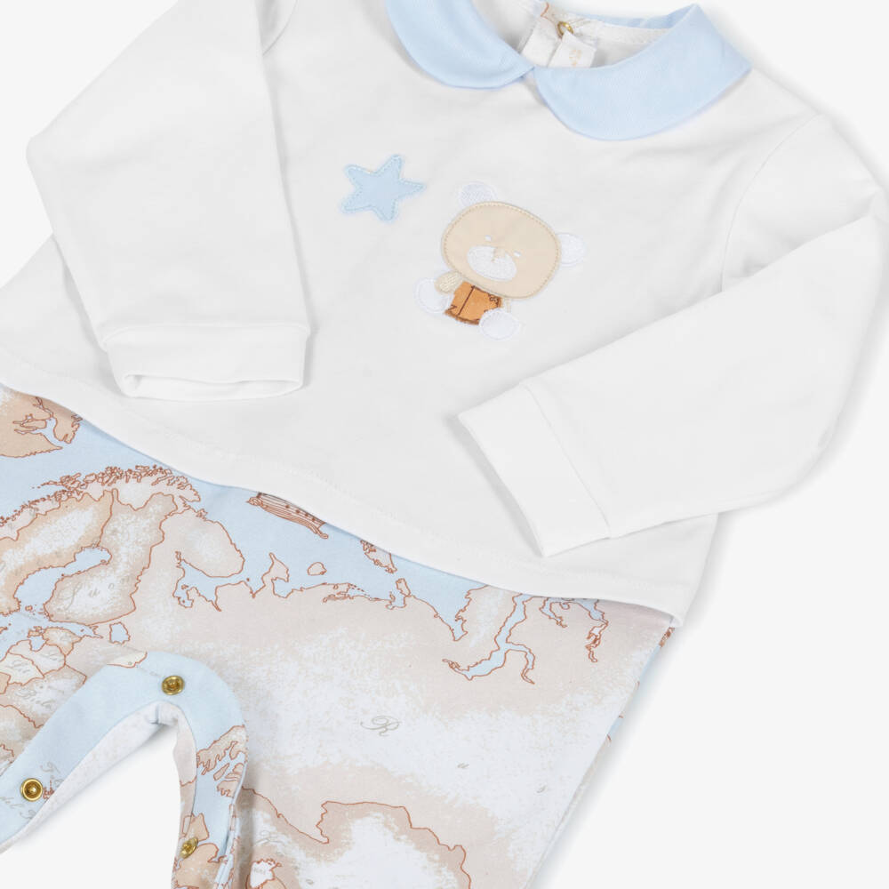 Alviero Martini-Boys Geo Bear Cotton Babygrow | Childrensalon Outlet
