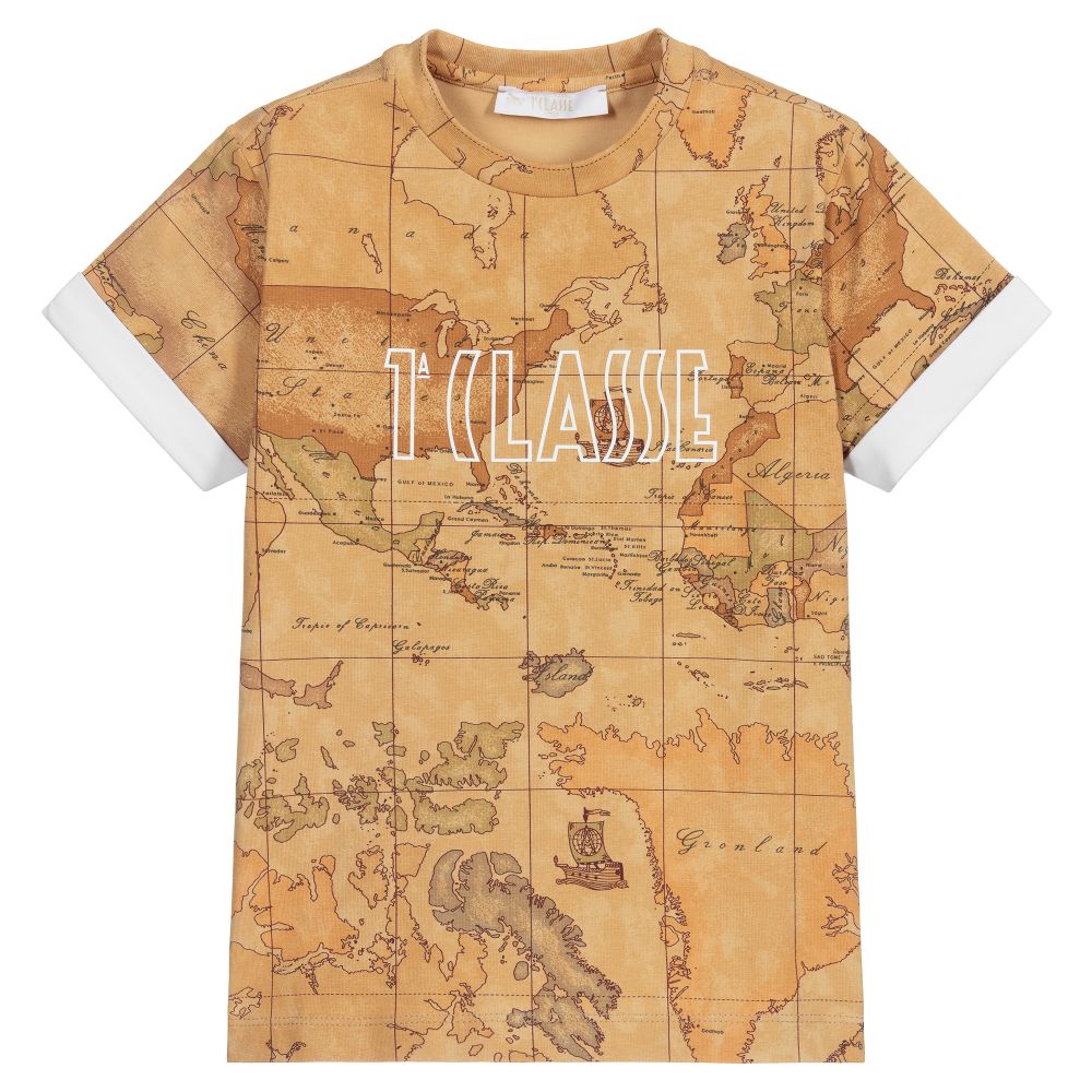 Alviero Martini - Boys Geo Map Cotton T-Shirt | Childrensalon