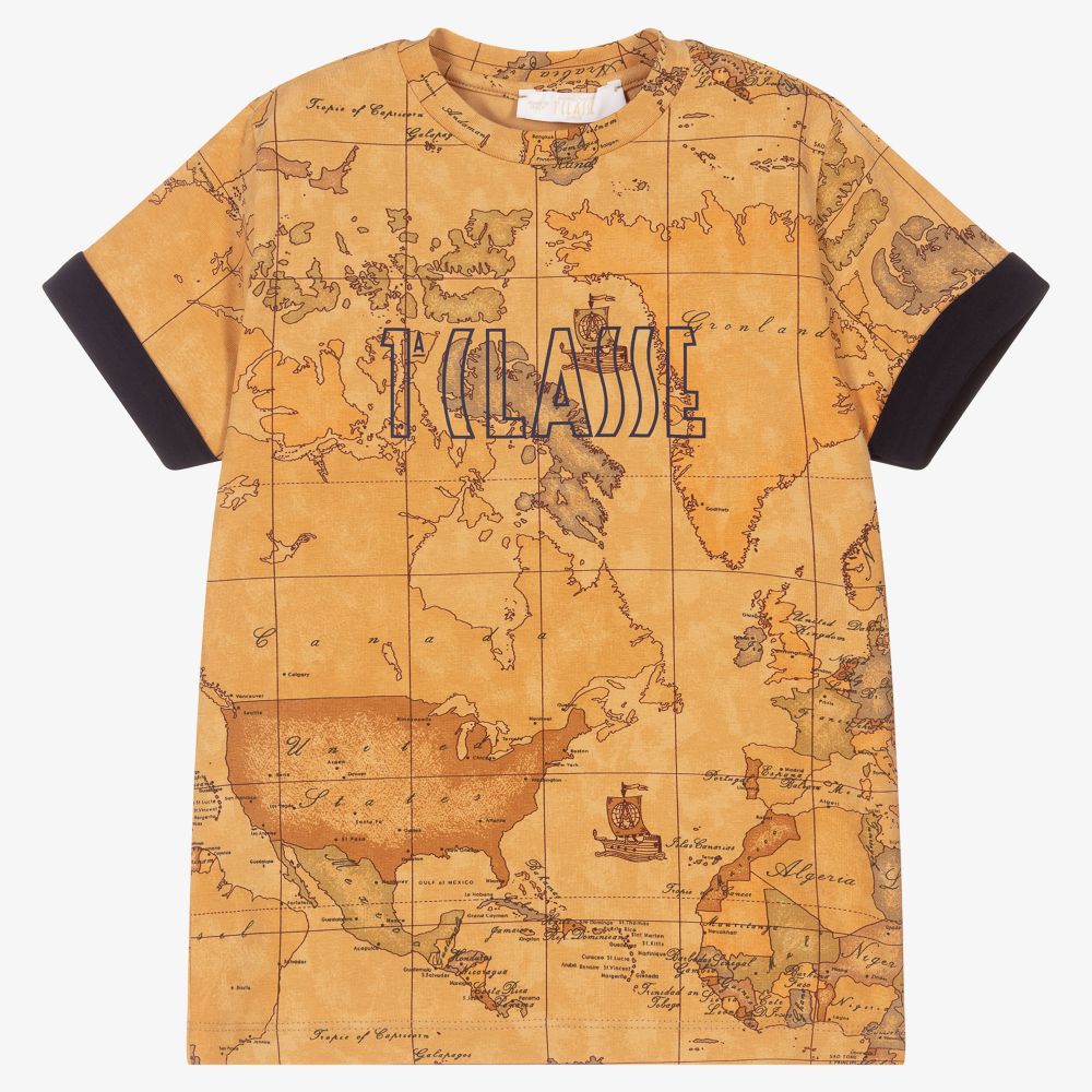 Alviero Martini - Boys Geo Map Cotton T-Shirt | Childrensalon