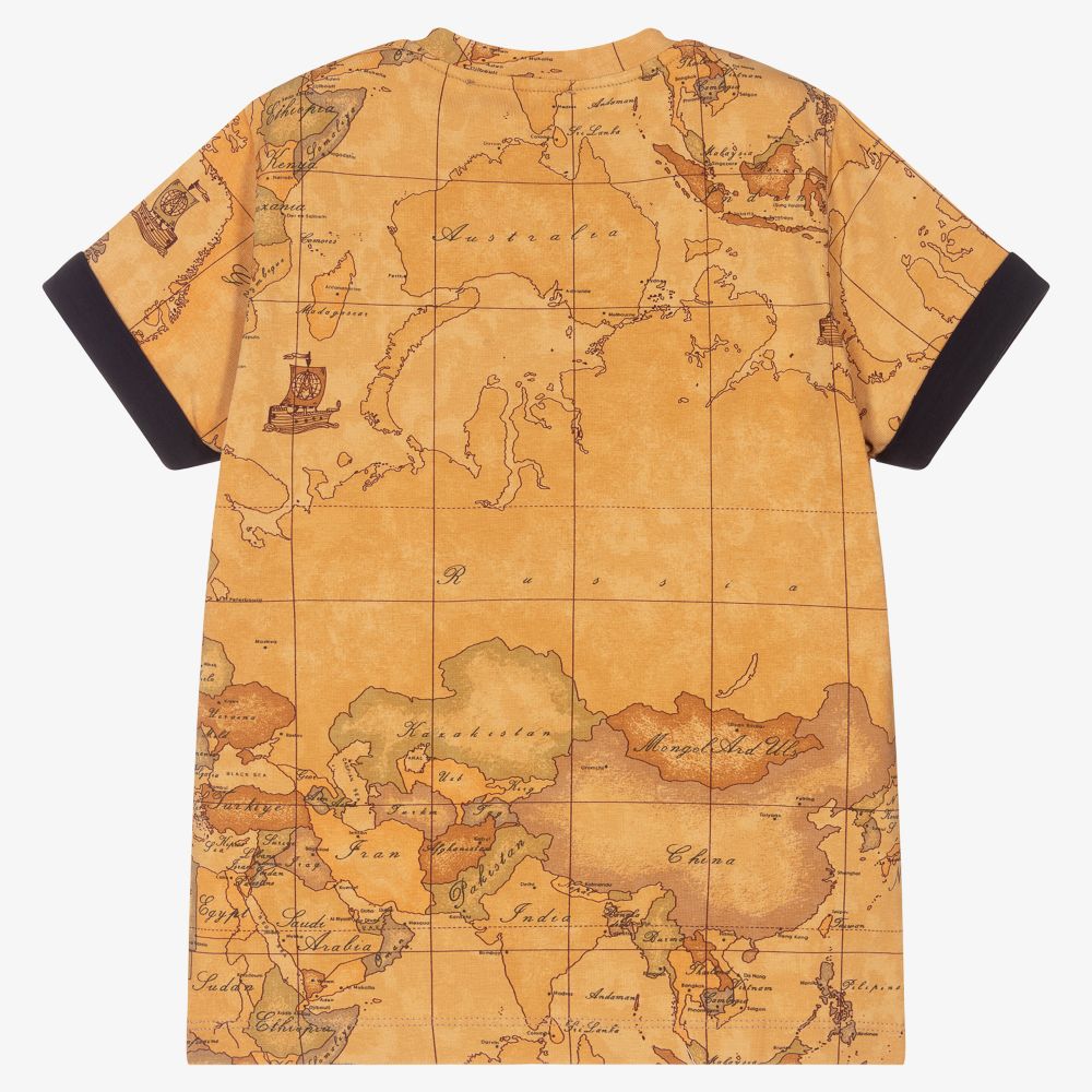 Alviero Martini Boys Geo Map Cotton T Shirt Childrensalon Outlet