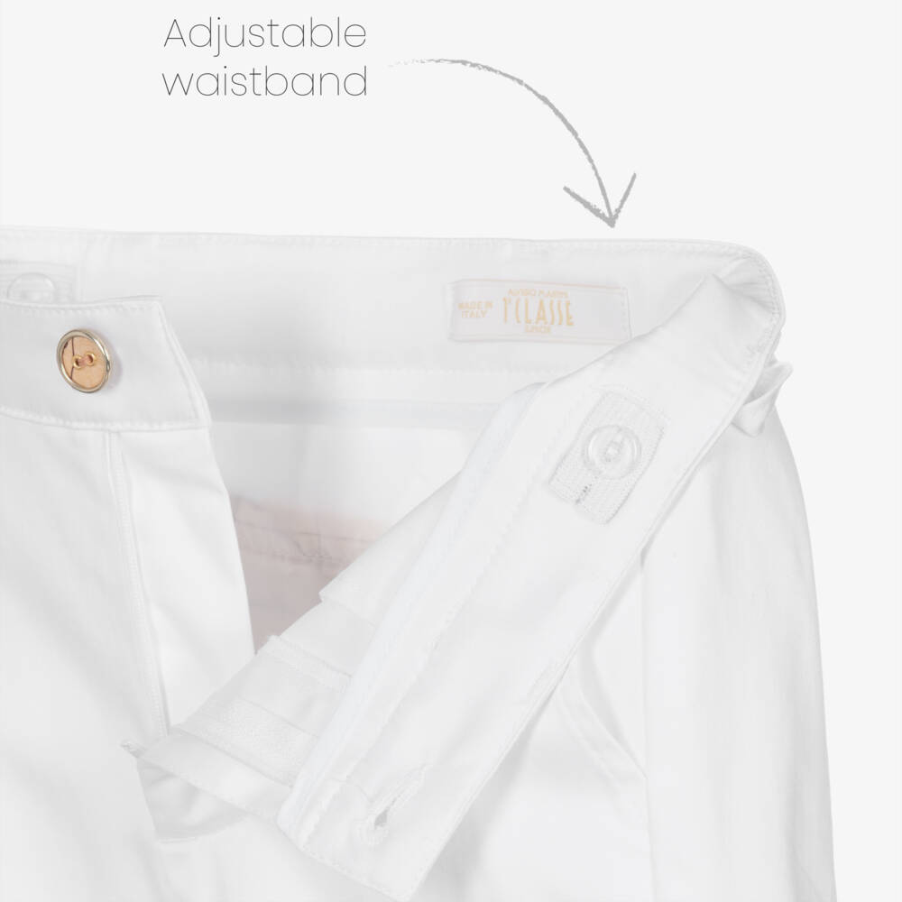 Alviero Martini-Шорты из хлопка с геометрическим принтом белые для мальчиков | Childrensalon Outlet