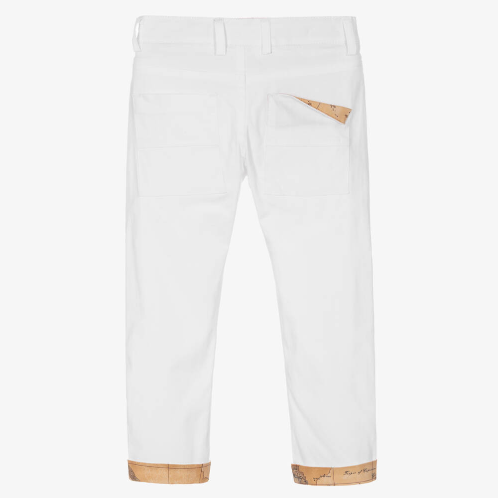 Alviero Martini-Boys Geo Print White Cotton Pants | Childrensalon Outlet