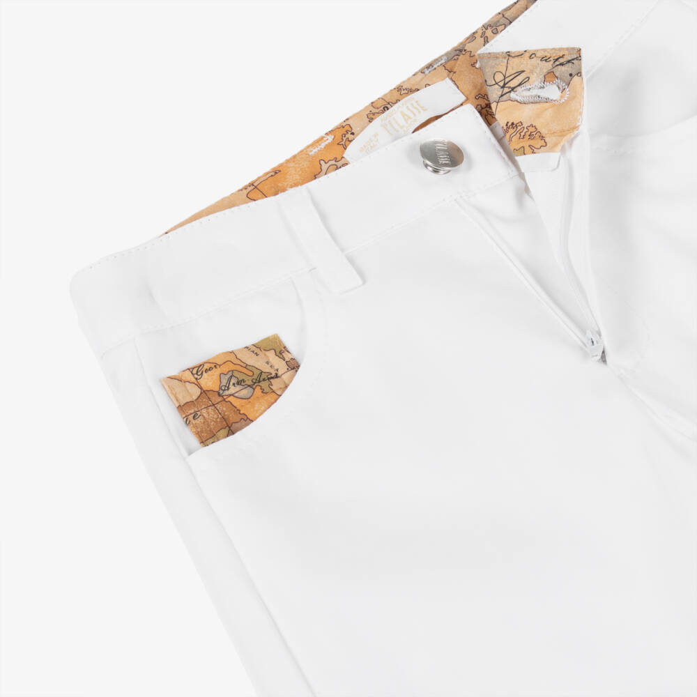 Alviero Martini-Boys Geo Print White Cotton Pants | Childrensalon Outlet