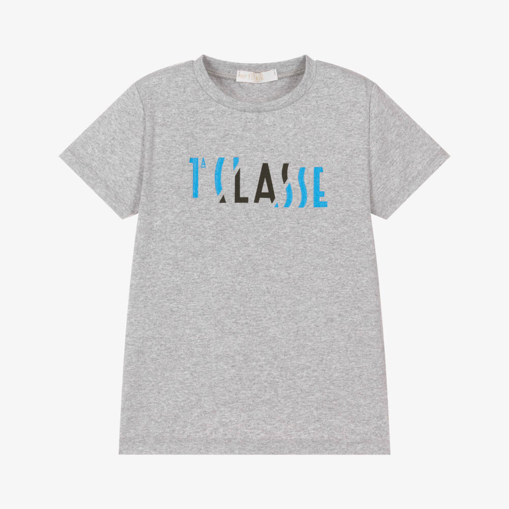 Alviero Martini-Boys Grey 1a Classe Print Cotton T-Shirt | Childrensalon Outlet