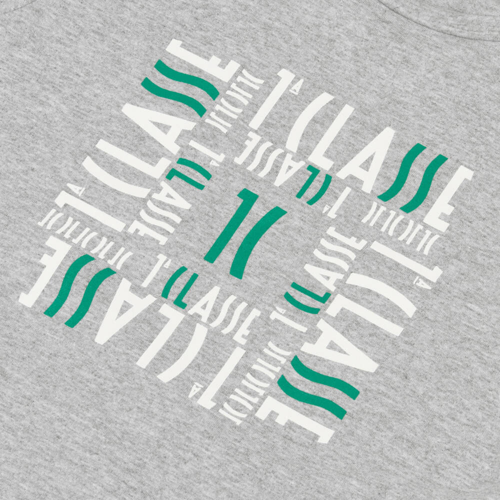 Alviero Martini-Boys Grey Cotton T-Shirt with 1st Classe Pattern | Childrensalon Outlet