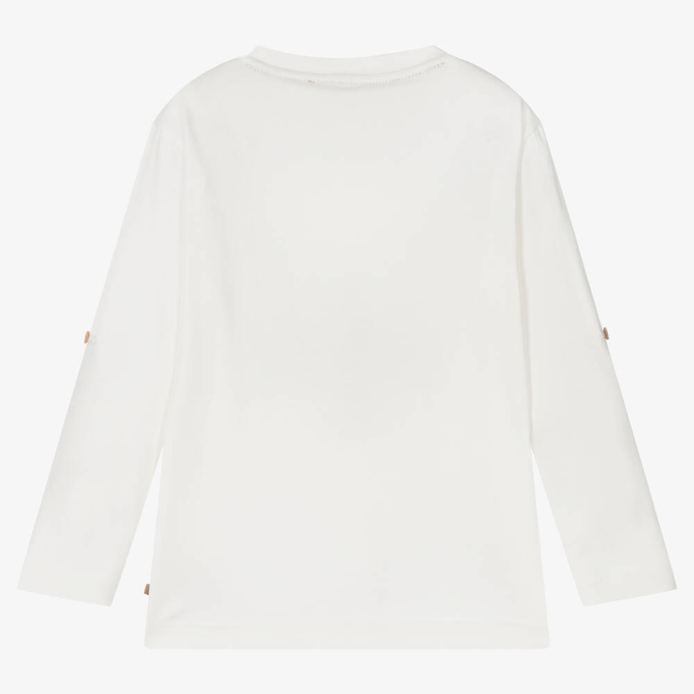 Alviero Martini-Boys Ivory Cotton Logo Top | Childrensalon Outlet