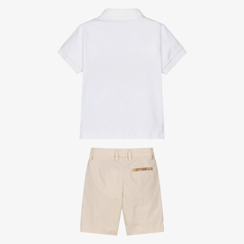 Alviero Martini-Boys Ivory Geo Map Polo Set | Childrensalon Outlet