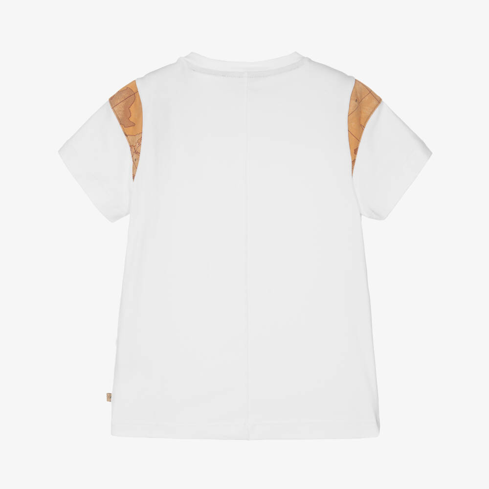 Alviero Martini-Футболка кремовая с геометрической картой для мальчиков | Childrensalon Outlet