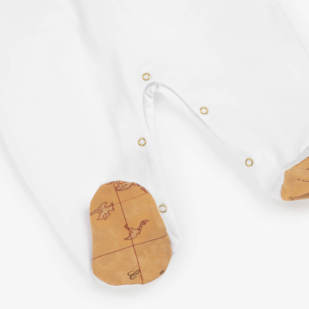Alviero Martini-Boys Ivory Map-Print Babysuit Ensemble | Childrensalon Outlet