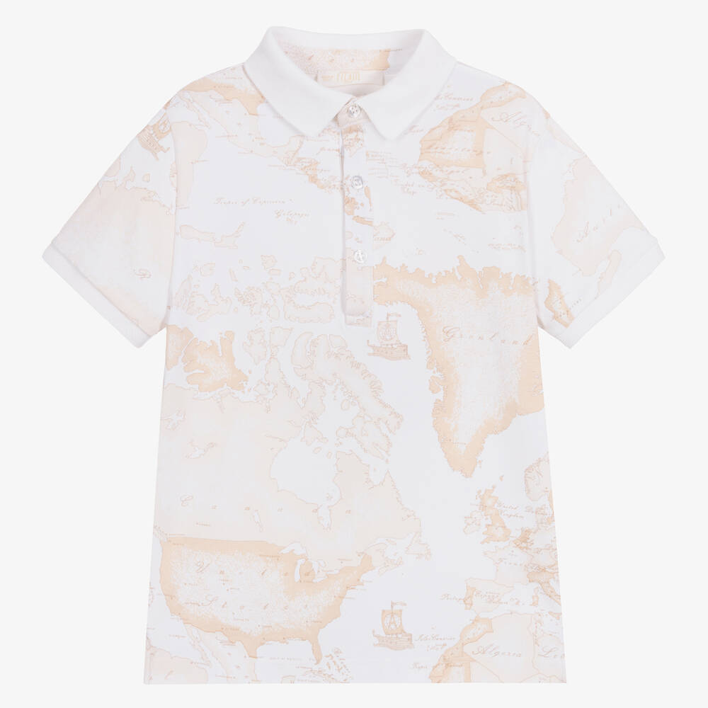 Alviero Martini - Polo beige clair Geo Map garçon | Childrensalon