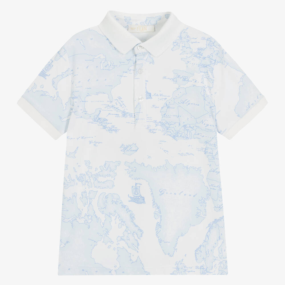 Alviero Martini - Polo bleu clair Geo Map garçon | Childrensalon