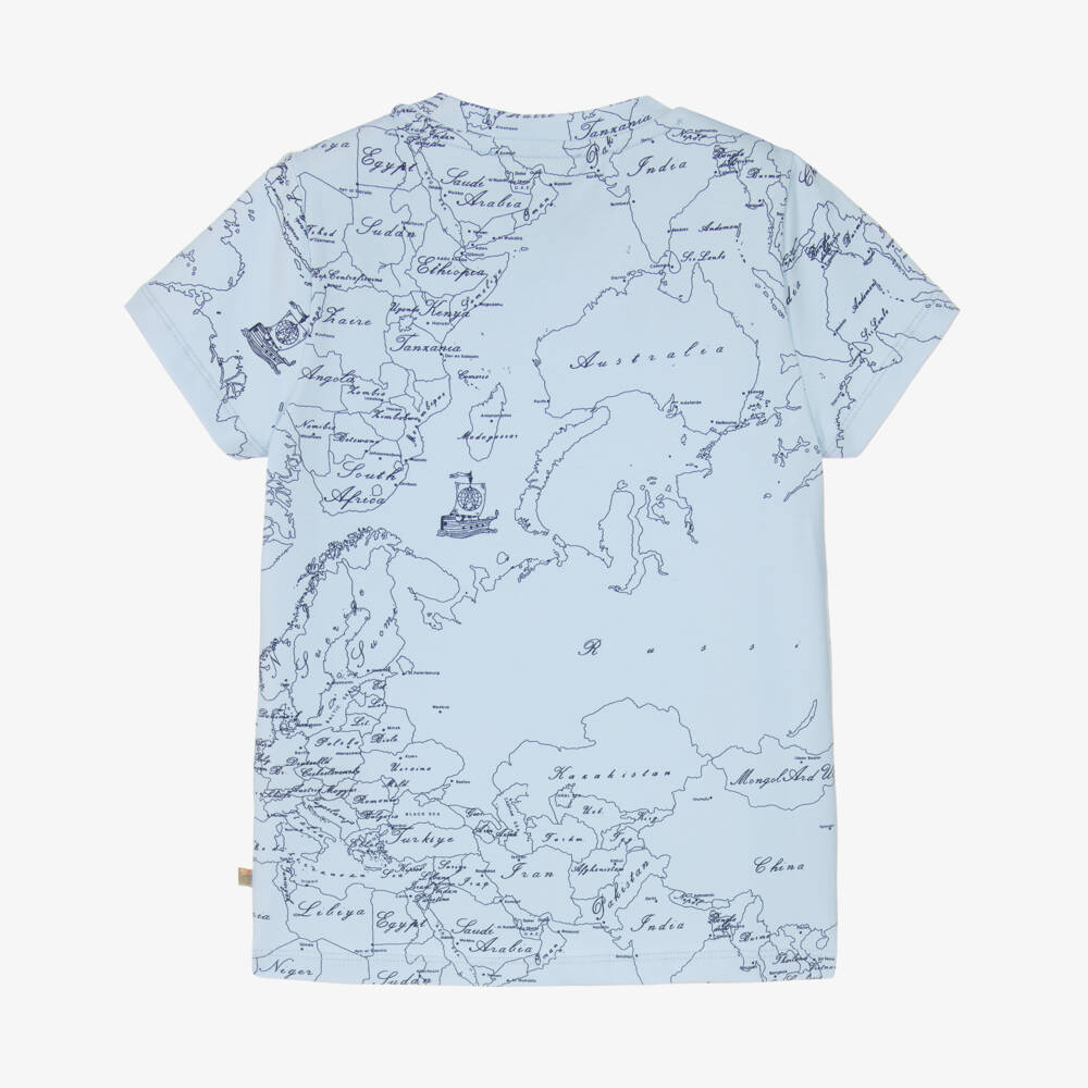 Alviero Martini-Boys Light Blue World Map Tee | Childrensalon Outlet