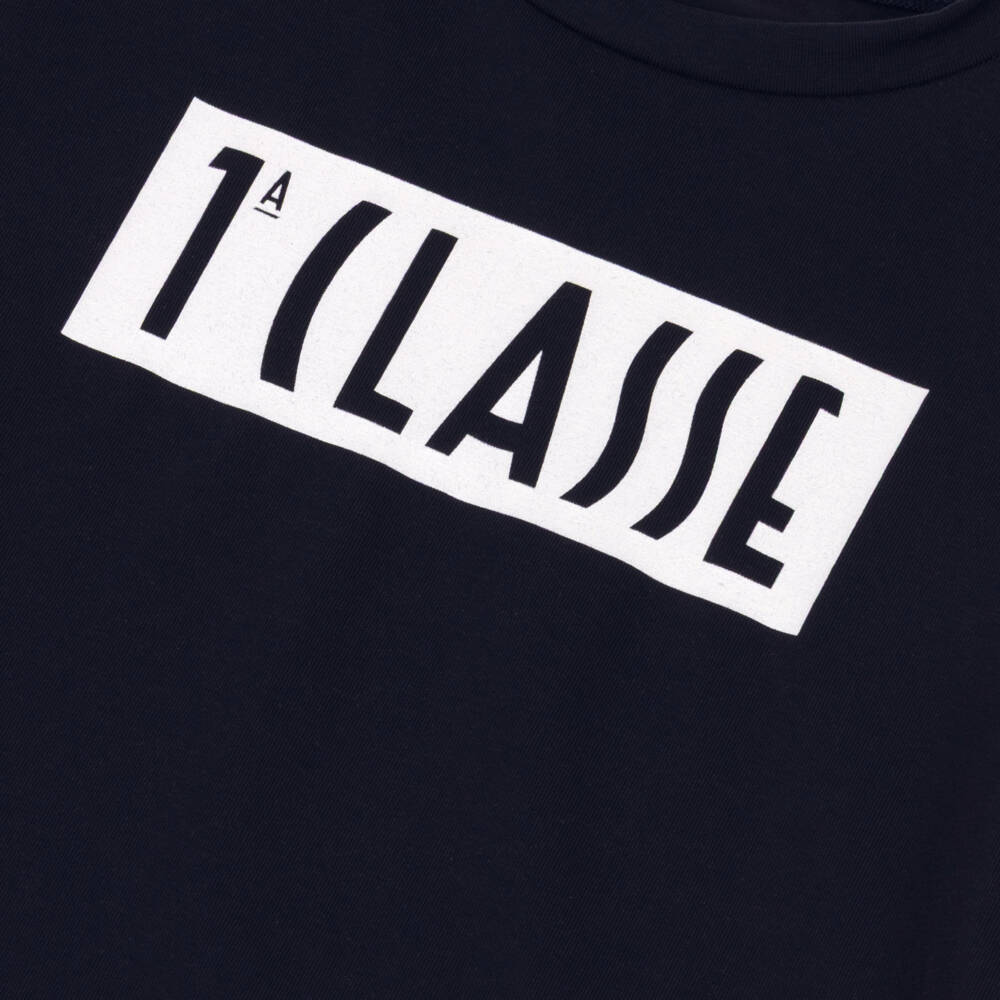 Alviero Martini-Boys Navy Blue 1st Classe Logo Cotton T-Shirt | Childrensalon Outlet