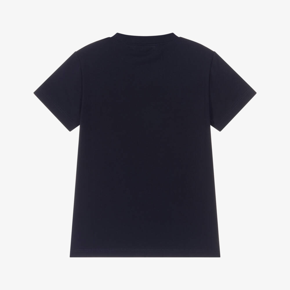Alviero Martini-Boys Navy Blue 1st Classe Logo Cotton T-Shirt | Childrensalon Outlet