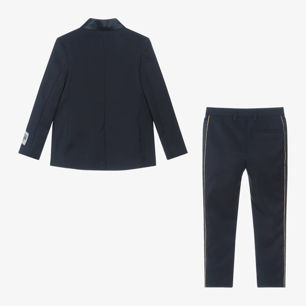 Alviero Martini-Boys Navy Blue Cotton Geo Map Suit | Childrensalon Outlet
