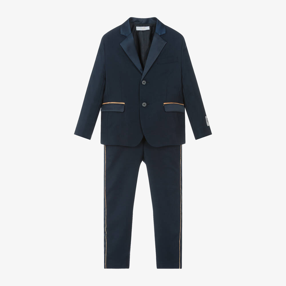 Alviero Martini-Boys Navy Blue Cotton Geo Map Suit | Childrensalon Outlet