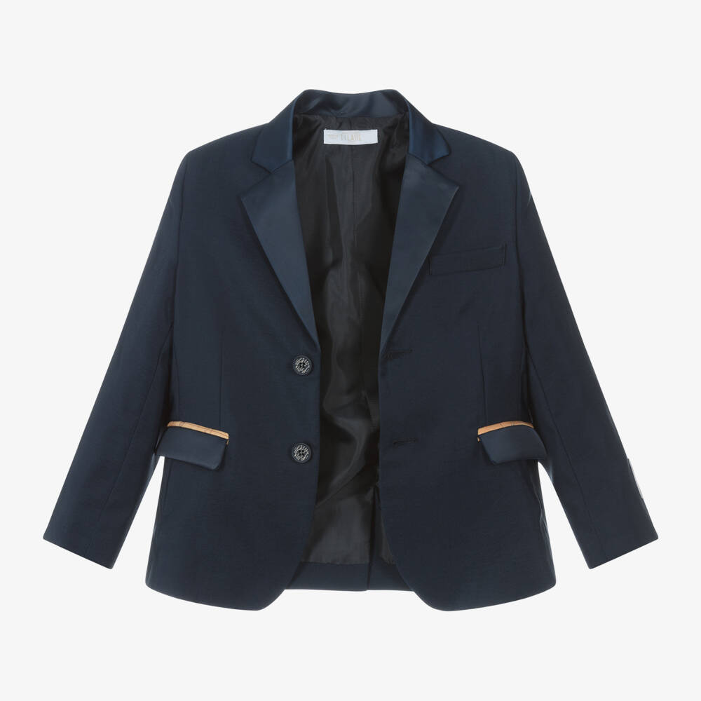 Alviero Martini-Boys Navy Blue Cotton Geo Map Suit | Childrensalon Outlet