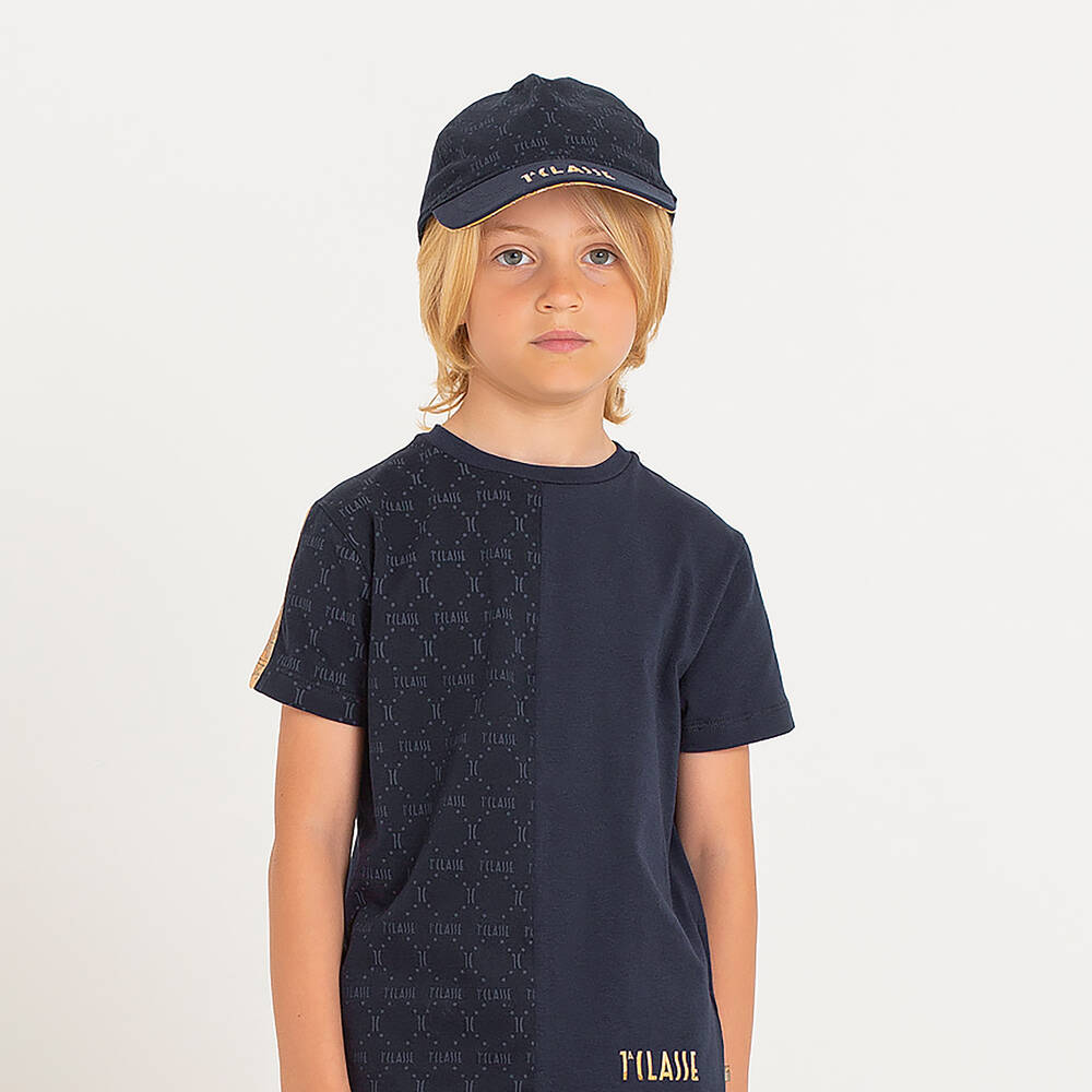 Alviero Martini-Boys Navy Blue Cotton Logo Cap | Childrensalon Outlet
