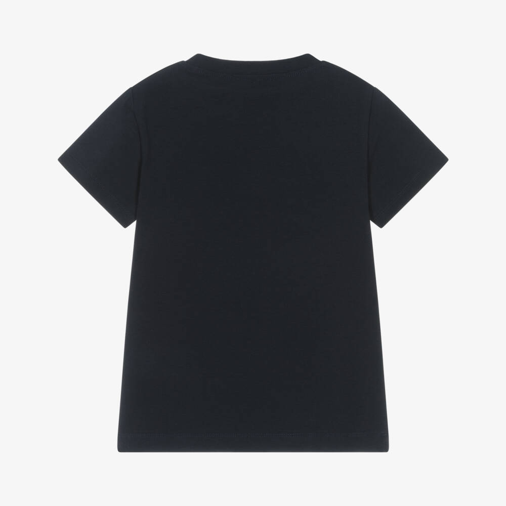 Alviero Martini-Boys Navy Blue Cotton T-Shirt with 1A Classe Logos | Childrensalon Outlet