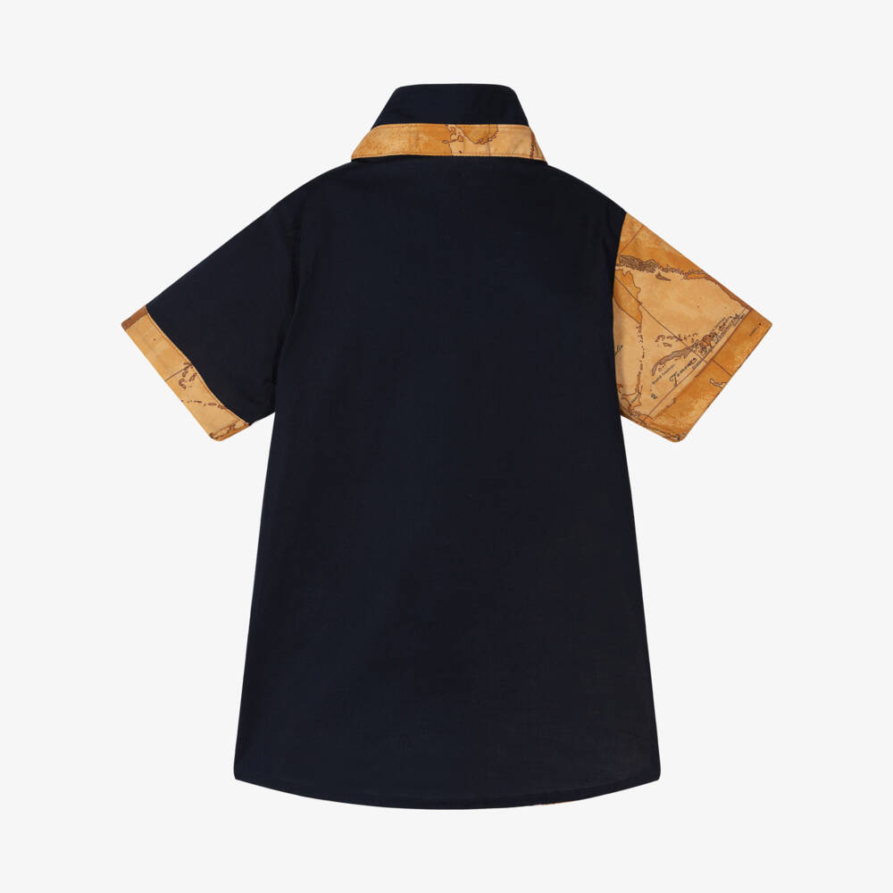 Alviero Martini-Boys Navy Blue & Geo Map Shirt | Childrensalon Outlet