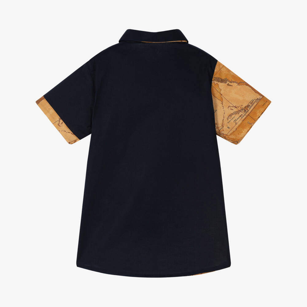 Alviero Martini-Boys Navy Blue & Geo Map Shirt | Childrensalon Outlet