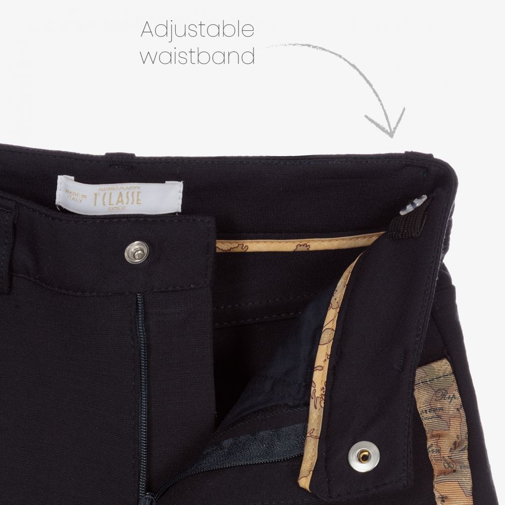 Alviero Martini-Boys Navy Blue Geo Map Shorts | Childrensalon Outlet