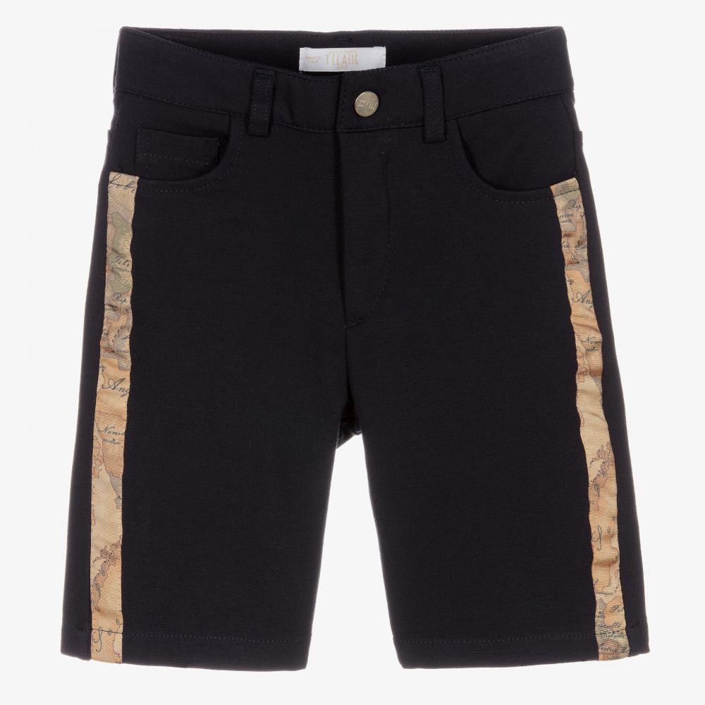 Alviero Martini-Boys Navy Blue Geo Map Shorts | Childrensalon Outlet