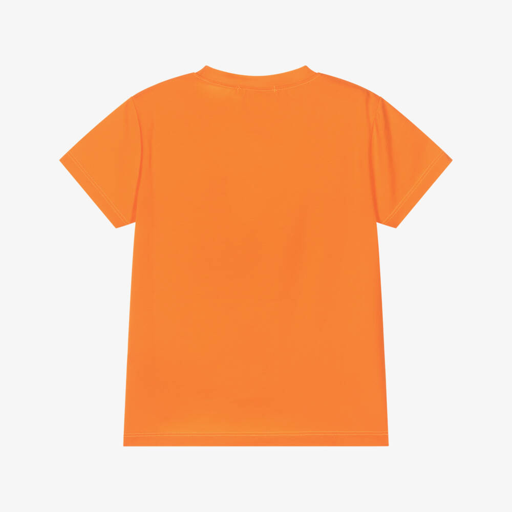 Alviero Martini-Boys Orange Cotton T-Shirt with 1st Classe Pattern | Childrensalon Outlet