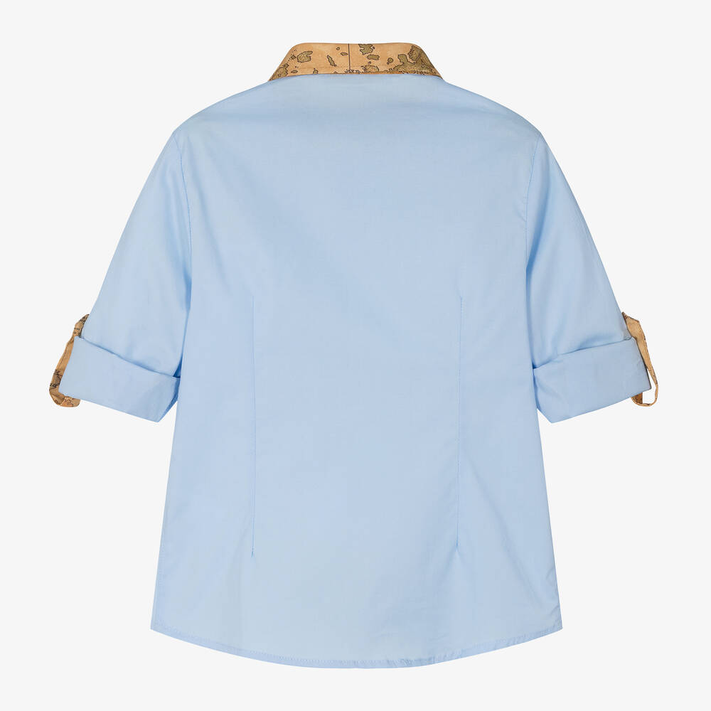 Alviero Martini-قميص قطن لون أزرق فاتح للأولاد | Childrensalon Outlet