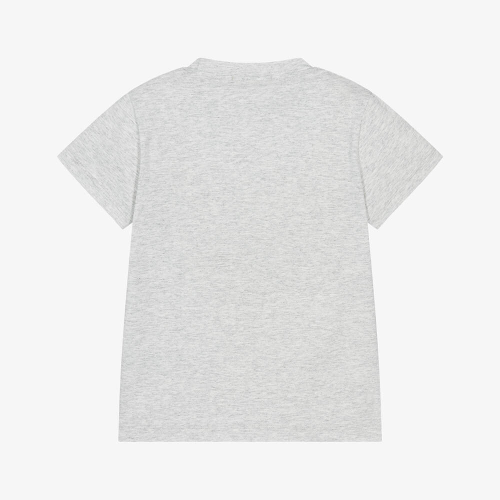 Alviero Martini-Boys Pale Grey Marl Cotton T-Shirt with 1A Classe Logos | Childrensalon Outlet