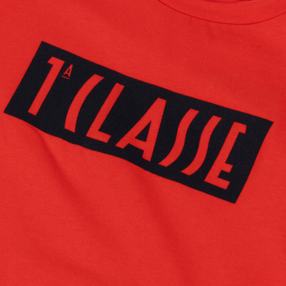 Alviero Martini-Boys Red 1st Classe Logo Cotton T-Shirt | Childrensalon Outlet