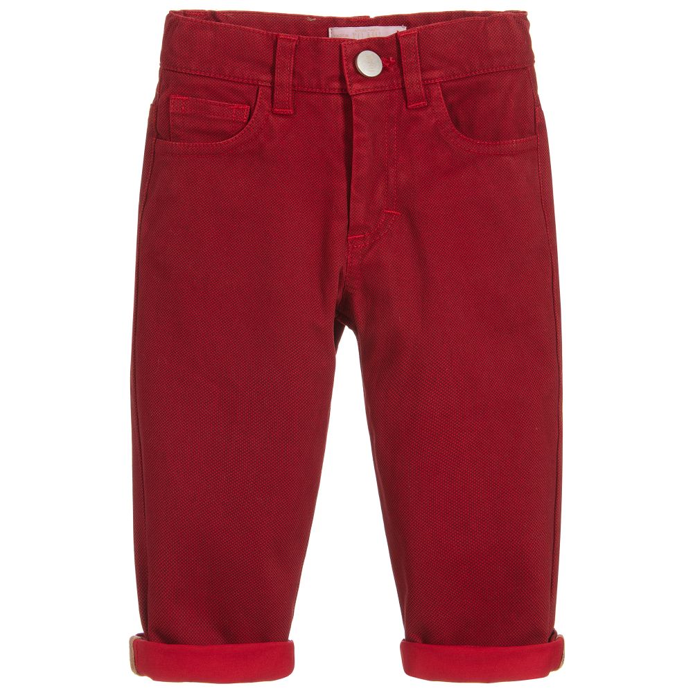 Alviero Martini - Boys Red Cotton Trousers | Childrensalon