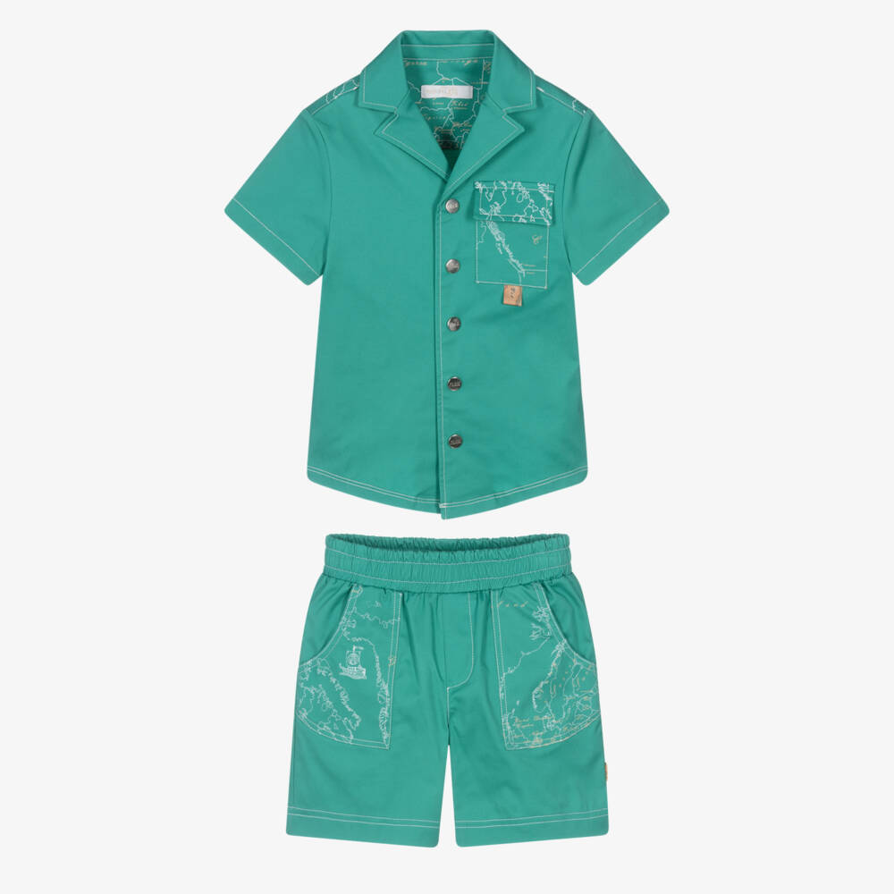 Alviero Martini-Комплект для мальчиков с геометрическим узором морской зелени | Childrensalon Outlet
