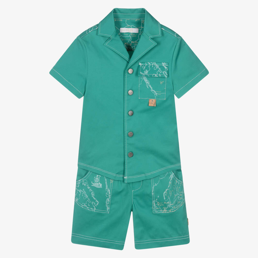 Alviero Martini-Boys Sea Green Geo Outfit Set | Childrensalon Outlet
