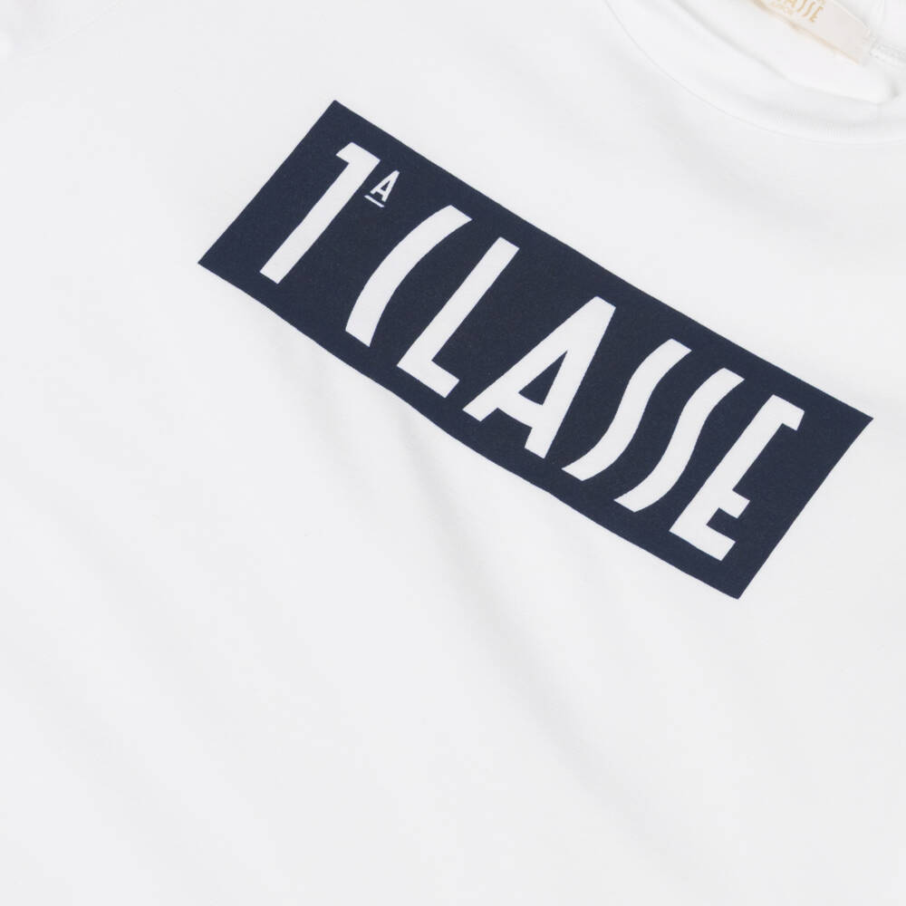 Alviero Martini-Boys White 1st Classe Logo Cotton T-Shirt | Childrensalon Outlet