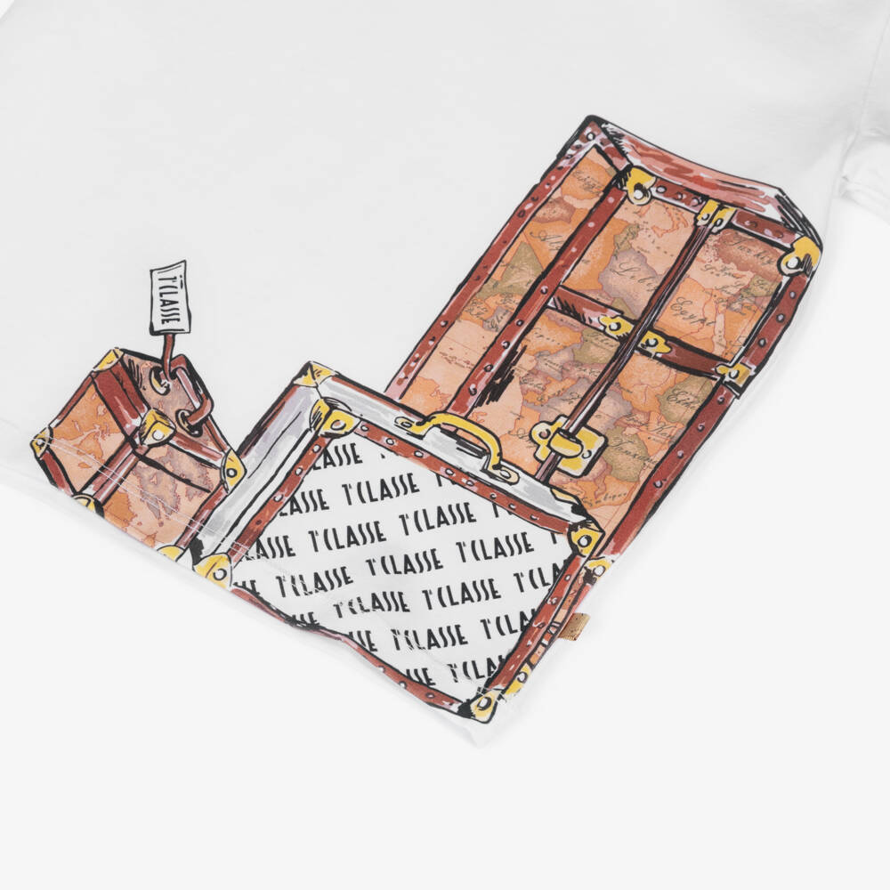 Alviero Martini-Футболка для мальчиков с белым чемоданом Adventure | Childrensalon Outlet